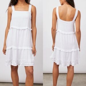 Rails White Linen Tiered Sandy Dress Size XS Ruffled Hem Vacation